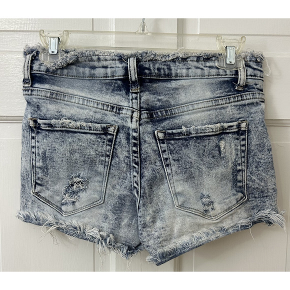 Vervet Raw Waist and Hem Fray Distressed Cutoff Micro Jean Shorts S(3) 28" X 3" - Picture 2 of 4